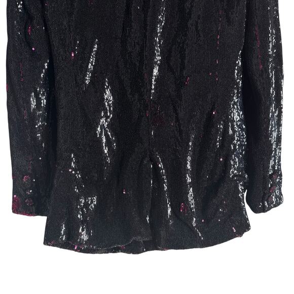 Badgley Mischka Black Pink Reverse Sequined Party Cocktail Blazer Jacket 4 - Picture 14 of 16